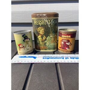 Vintage Hersheys Cocoa Tin Disney Mickey Mouse McStevens Snowman Set of 3